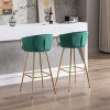 VYNXARIA 30 Inch Set of 2 Bar Stools,with Chrome Footrest and Base Velvet + Golden Leg Simple Bar Stool,Green - 4 of 4
