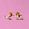 Pure Collection by Ross-Simons Diamond-Accented Curved Bar Flat-Back Stud Earrings in 14kt Yellow Gold - 4 of 4