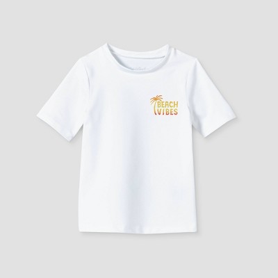 Image of Toddler Boys' Short Sleeve Rash Guard - Cat & Jack™ White 12M