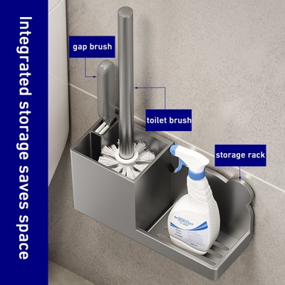 Plastic Durable Wall Mounted Cleaning Brush Toilet Holder Set