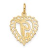 Black Bow Jewelry 14k Yellow Gold, Grace Collection, Satin Heart Initial T Pendant, 15mm - 3 of 4