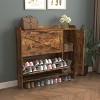 HDZNVF Shoe Storage Cabinet with 2 Flip Drawers, Freestanding Organizer with Metal Legs for Entryway, Rustic Brown - 4 of 4