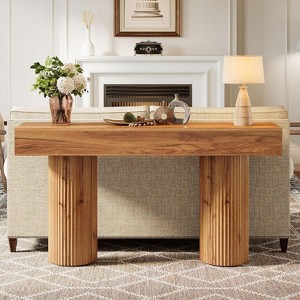 Tribesigns Farmhouse Console Table, 63-Inch Long Wooden Entryway Table Behind The Couch - 1 of 4