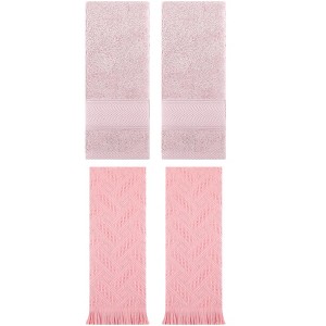 REGALWOVEN 4 Pcs Bathroom Decorative Cotton Soft Absorbent Sold Striped Hand Towel - 1 of 4