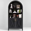 FONTOI 63.2" Arched Storage Cabinet with Beech Wood Door, 5-Tier Arched Bookcase, Farmhouse Kitchen Pantry with Storage for Dining Room Living Room - 2 of 4