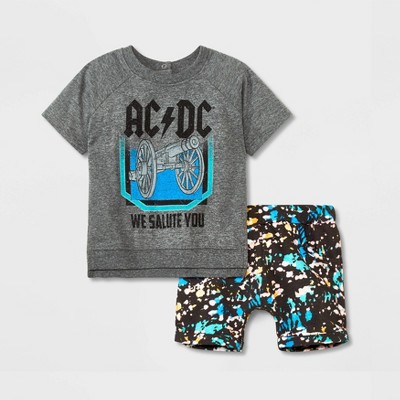 Baby Boys' Epic Rights ACDC Top and Bottom Set - Gray 0-3M