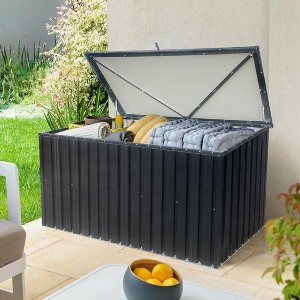215 Gallon Outdoor Storage Box, Lockable Waterproof Outdoor Deck Boxes, Outdoor Organization Metal Storage Boxes for Furniture Cushions, Pool Toys - 1 of 4