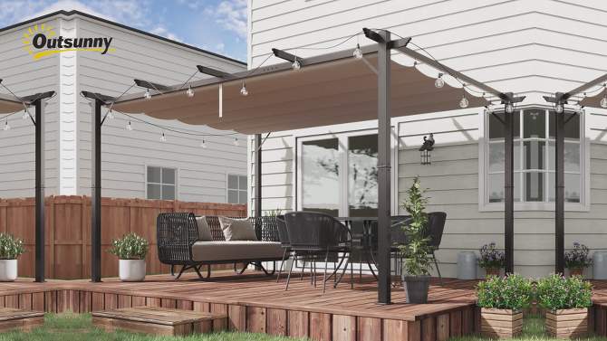Outsunny Outdoor Retractable Pergola Canopy, Aluminum Patio Pergola, Backyard Shade Shelter for Porch Party, Garden, Grill Gazebo, 2 of 9, play video