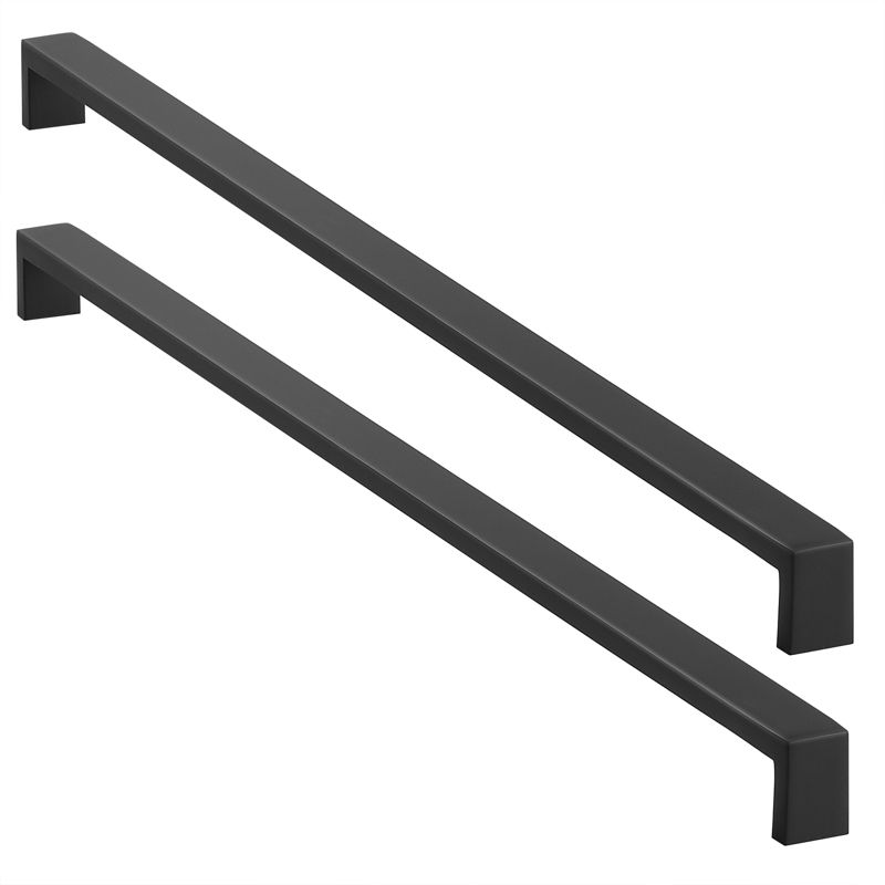 Cauldham Solid Stainless Steel Cabinet Hardware Square Pull Matte Black (20-1/8" Hole Centers) - 2 Pack, 3 of 8