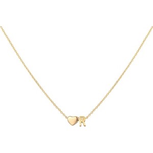 Personalized Heart Initial Necklace 18K Gold Plated Stainless Steel Gift R - 1 of 4