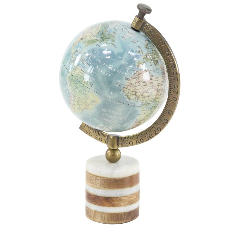 16&#34; x 9&#34; Geographic Globe with Wood and Marble Base Blue/Green - Olivia &#38; May, 1 of 8