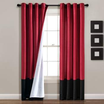 Home Boutique Prima Grommet Window Curtain Panels Merlot/Black 54X84 Set