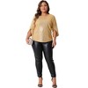 Agnes Orinda Women's Plus Size Christmas Parties Glitter Sequin 3/4 Slit Sleeve Crew Neck Blouse - 3 of 4