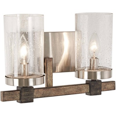 Minka Lavery Industrial Wall Light Sconce Brushed Nickel Hardwired 14" 2-Light Fixture Clear Seeded Glass for Bathroom Vanity