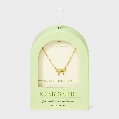 Beloved + Inspired 14K Gold Dipped Textured Bow Pendant Necklace - Gold: Brass, Lobster Claw Clasp, 16" Length