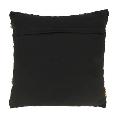 20" Black and Beige Boho Woven Zig Zag Square Throw Pillow