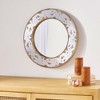Wall-Mounted Mirror, Aluminum Round Mirror With Mango Wood Frame & Stainless Steel Edges For Living Room, Bathroom Home Office Wall Decoration - 2 of 4