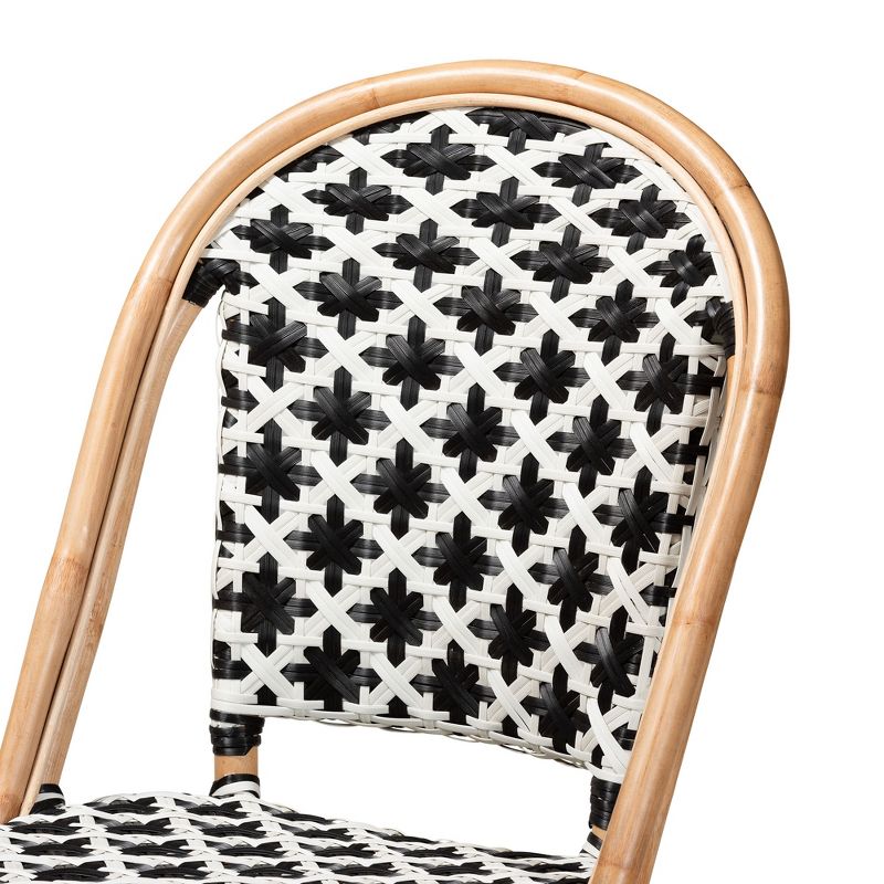bali & pari Ambre Modern French Black and White Weaving Natural Rattan 2-Piece Bistro Chair Set, 5 of 9