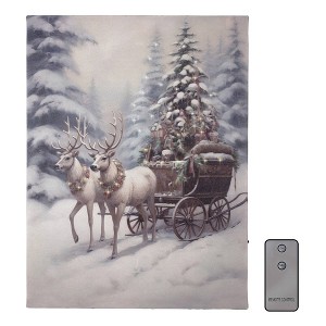 Lumabase Battery Operated Lighted Wall Art with Remote Control Reindeer Sleigh Ride - 1 of 4