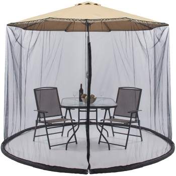 Best Choice Products 9ft Adjustable Bug Screen Accessory for Outdoor Patio Umbrella w/ Polyester Net, Fillable Base