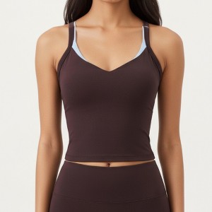 Anna-Kaci Active Women's V-Neck Cropped Active Tank Top with Double Shoulder Straps - 1 of 4