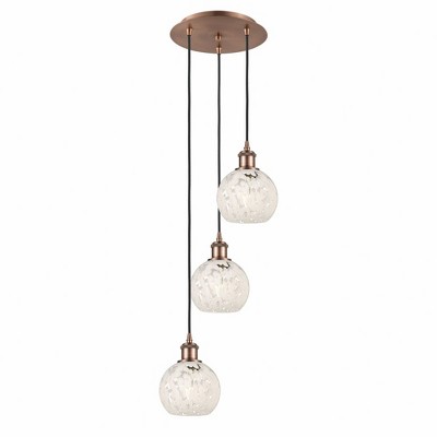 White Mouchette - 3 Light Cord Hung Multi Pendant In Modern Style-11 Inches Tall and 12.5 Inches Wide