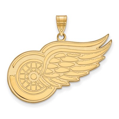 Black Bow Jewelry 10k Yellow Gold Detroit Red Wings NHL Extra Large Pendant
