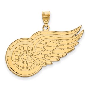 Black Bow Jewelry 10k Yellow Gold Detroit Red Wings NHL Extra Large Pendant - 1 of 3