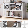 Entrance Cabinet, Double Sliding Door Wooden Storage Cabinet, Sofa Table with Storage and Open Shelves, Farmhouse Entryway Table, Entry Hallway - 4 of 4