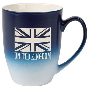 Elanze Designs United Kingdom Flag 12 Ounce Ceramic Laser-Etched Engraved Drinkware Mug, Blue and White Ombre - 1 of 4