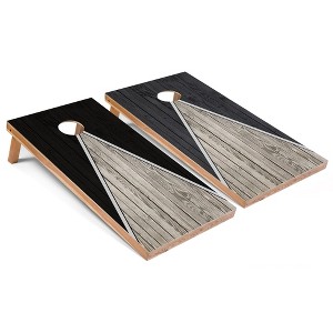 Skip's Garage Black and Dark Grey Pyramid Cornhole Board Set, Includes 2 Boards, 8 Bags & Optional Accessories - 1 of 4