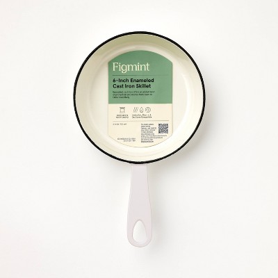6 Enameled Cast Iron Skillet Light Gray - Figmint™: Even-Heating, Oven-Safe, Hand Wash, Non-Induction Compatible