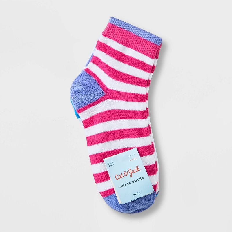 Girls' 10pk Lightweight Ankle Striped Socks - Cat & Jack™, 2 of 5