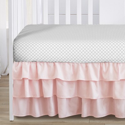Gray and Pink Microfiber Bunny Floral 4-Piece Crib Bedding Set