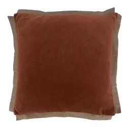Saro Lifestyle Velvet Flange Throw Pillow With Poly Filling, Rust, 20" x 20"