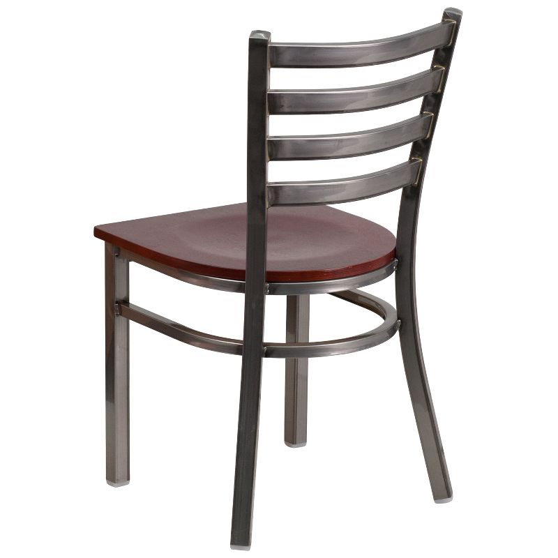 Emma and Oliver 2 Pack Clear Coated Ladder Back Metal Restaurant Chair, 3 of 7