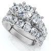 Pompeii3 2Ct TW 3-Stone Diamond Engagement Wedding Ring Set 14k Gold or Pt Lab Created - 3 of 4