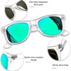 Attop Polarized Sunglasses Retro Square Design Sunglasses UV400 Fashion, Clear Frame, Green Lenses - 2 of 4