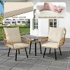 3-Piece Outdoor Rattan Patio Bistro Furniture Set, All-Weather Wicker Chairs & Coffee Table, Cushioned Conversation Set for Garden, Balcony, Backyard - 4 of 4