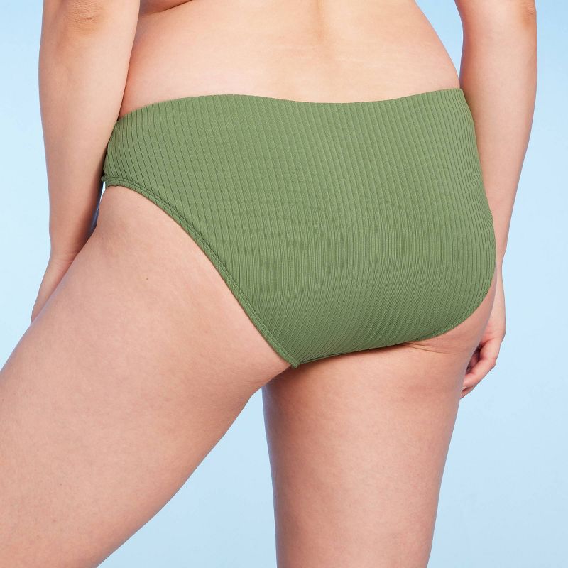 Women's Ribbed Hipster Bikini Bottom - Shade & Shore™ Green, 6 of 7