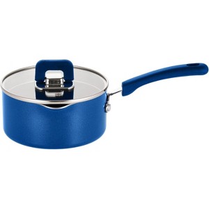 NutriChef Saucepan Pot W/ Lid-Non-Stick Stylish Kitchen Cookware W/ Foldable Knob, 1.5 Quart (Blue) - 1 of 1
