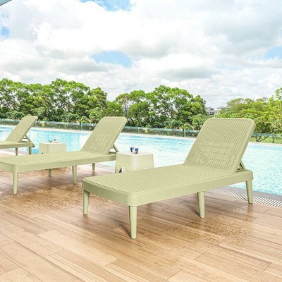 Wasabi Green Resin Rattan Outdoor Chaise Lounge