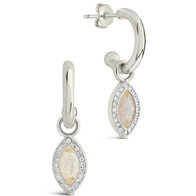 SHINE by Sterling Forever Calla CZ Charm Drop Hoop Earrings