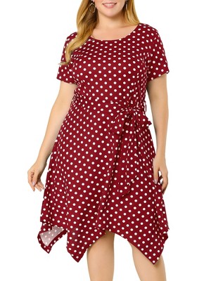 Agnes Orinda Women's Plus Size Polka Dots Wedding Elegant Spring Summer Midi Shirt Dresses