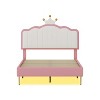 TIRAMISUBEST Twin/Full Size Upholstered Princess Bed with Crown Headboard, Kids Platform Bed Frame with LED Light - 4 of 4