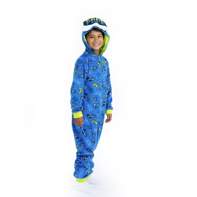 Sleep On It Boys Zip-Up Hooded Sleeper Pajama with Built Up 3D Character Hood, 4 of 9