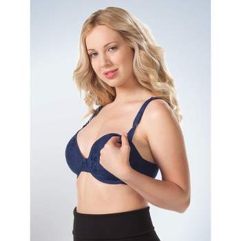 Leading Lady The Gabby - Wirefree T-shirt Nursing Bra In Sapphire, Size:  40dd : Target