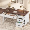 Acekool Executive Desk with Drawers and Charging Station, 53.54" Farmhouse Computer Desk with File Cabinet, Home Office Workstation, White Walnut - 4 of 4