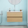 KWPZQEB 32" Modern Wall-Mounted Bathroom Vanity with Sink Combo, Floating Cabinet with 2 Drawer & Unique Handle-Free Design for Small Space - 2 of 4