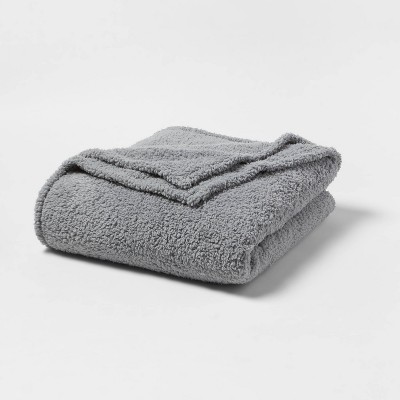 Twin/Twin XL Sherpa Bed Blanket Gray - Room Essentials™